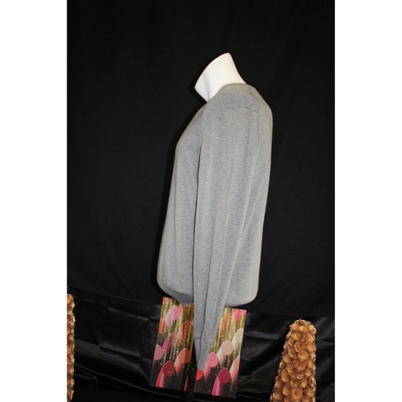 Lands' End Outfitters V neck Sweater Large Grey 80% Cotton & 20% Modal - Picture 3 of 12